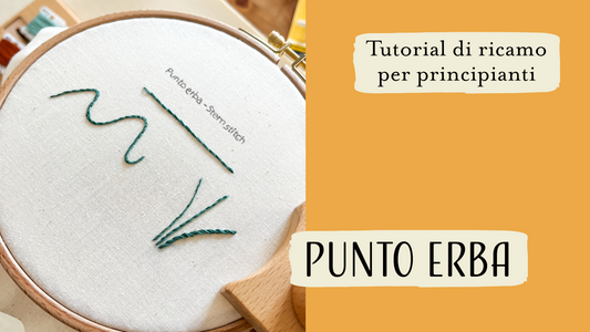 punto erba (stem stitch) è un tutorial di ricamo moderno per principianti che ti insegna a ricamare progetti e a realizzare vestiti personalizzati usando filati e perline