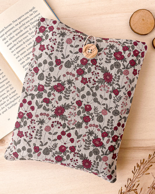 Pink flowers padded book sleeve